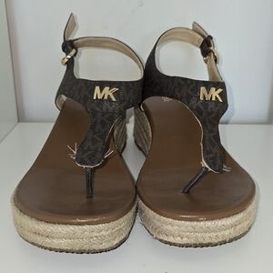 Michael Kors Black and Brown Wedge Sandals